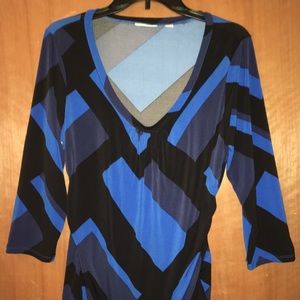 NY&C 3/4 Length Sleeve Top Blue Black NWOT